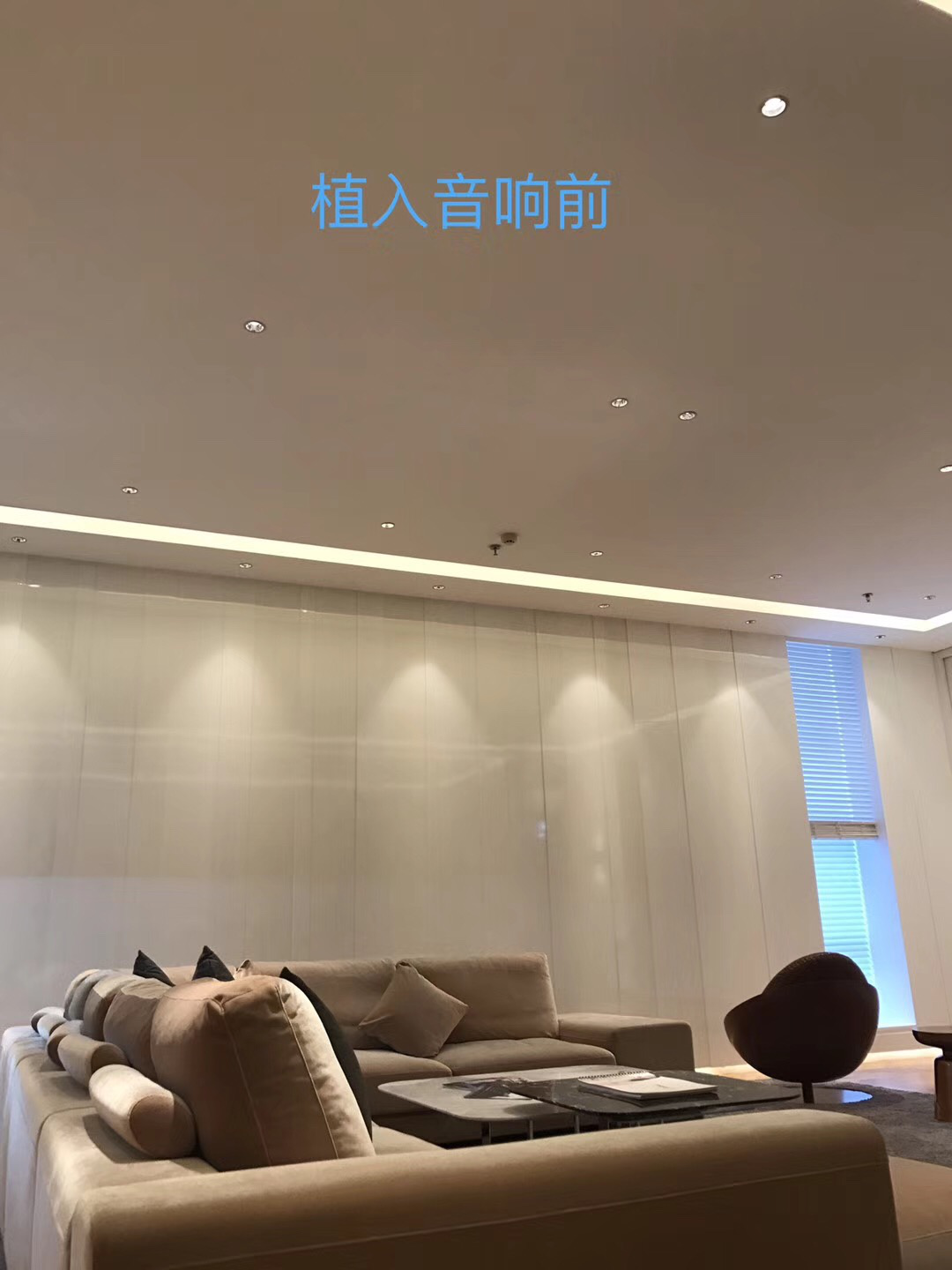 2只环绕音响隐形在吊顶中.